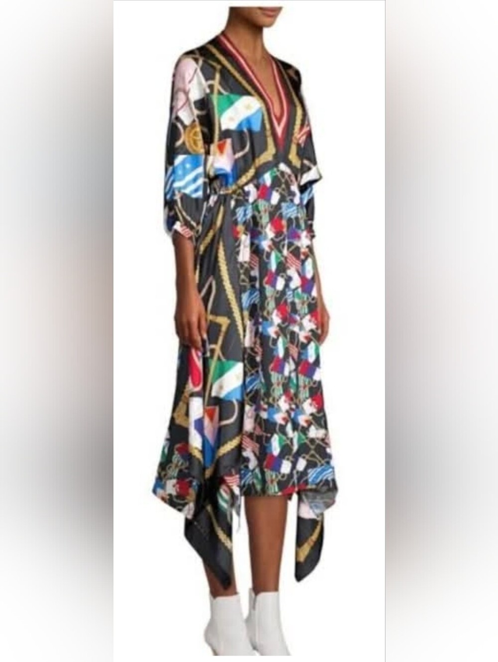 SANDRO Lauriane Silk Midi Dress Size 36/4, In Very Good Condition.
